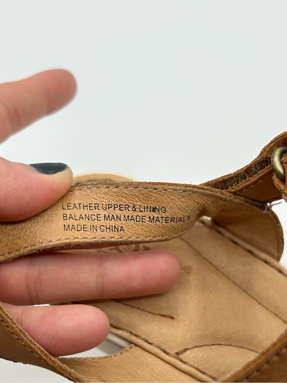 Born Tan Leather Strappy Wedge Comfort Sandals Women’s Size 7 - Picture 7 of 10